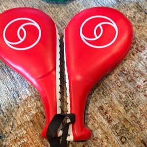 Red Focus Mitts with White Logo